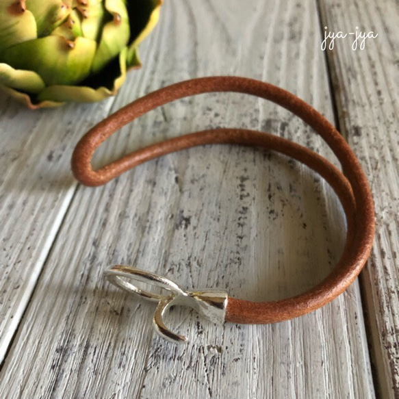 【受注製作】leather bracelet - ナチュラルブラウン 3枚目の画像