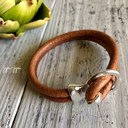 【受注製作】leather bracelet - ナチュラルブラウン 4枚目の画像
