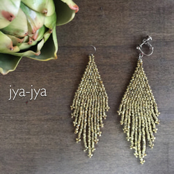 【再販】seedbeads fringe earring - yellow 1枚目の画像