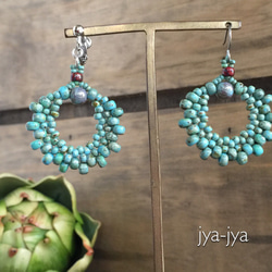 【再販】Turquoise Picasso Glass beads＊イヤリング/ピアス 3枚目の画像