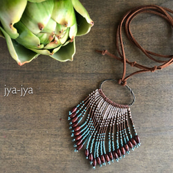 【再販】wood beads - fringe necklace 2枚目の画像