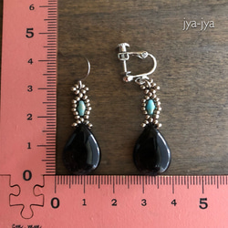 onyx earrings - turquoise beads 4枚目の画像