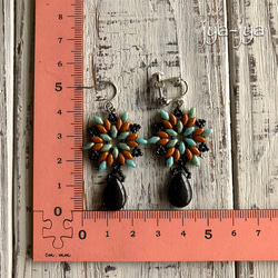 【再販】twin beads & onyx earrings 4枚目の画像