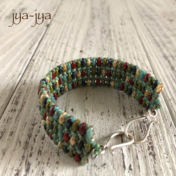【受注製作】beads bracelet - turquoise mulch 3枚目の画像