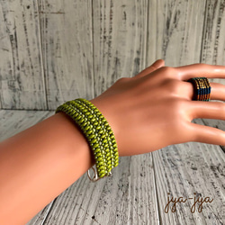 【受注製作】beads bracelet - yellow green 4枚目の画像