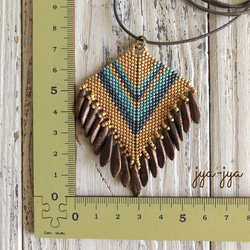 【限定2】beads fringe necklace - brown 3枚目の画像