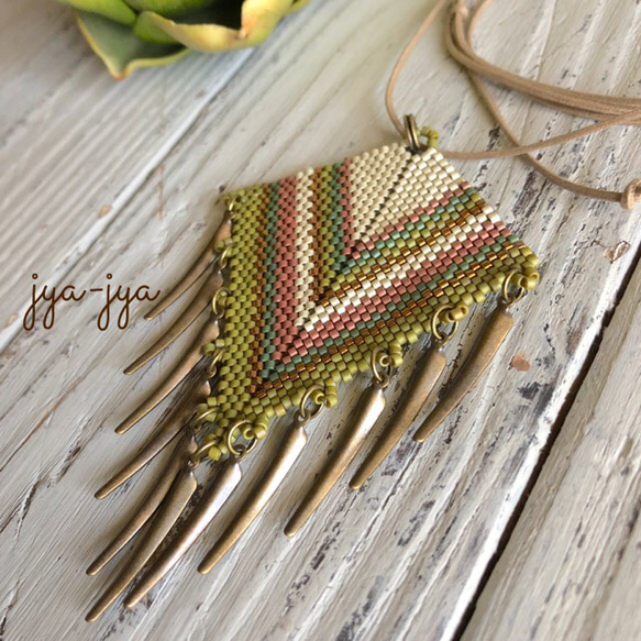 beads fringe necklace - metal 2枚目の画像