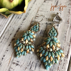 【再販】twin beads earrings - turquoise 3枚目の画像