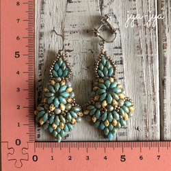 【再販】twin beads earrings - turquoise 4枚目の画像