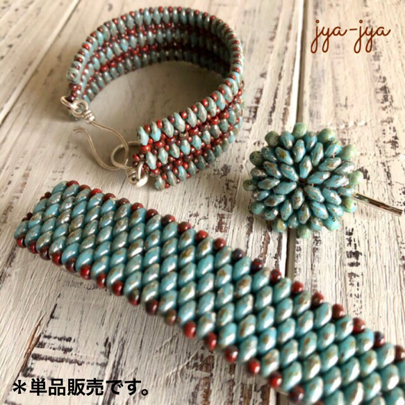 【新色】beads bracelet - ヴィンテージターコイズレッド 4枚目の画像