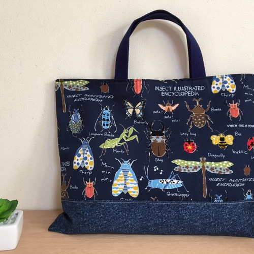 ☆ループ付き♪色サイズショルダー選べます♪レッスンバッグ 昆虫