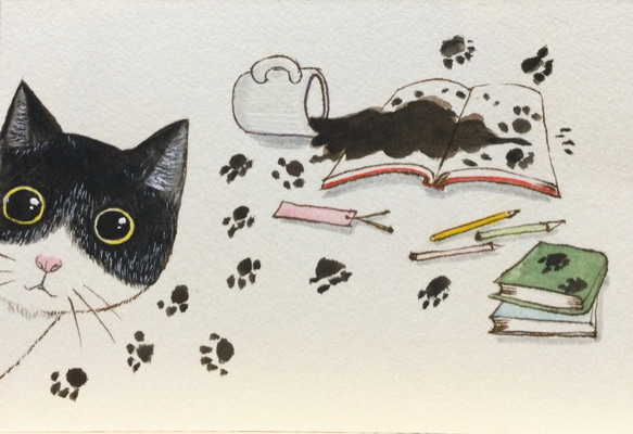 ネコ 原画 絵画 イラスト ペット 猫 現代アート 雑貨 芸術 ネコ