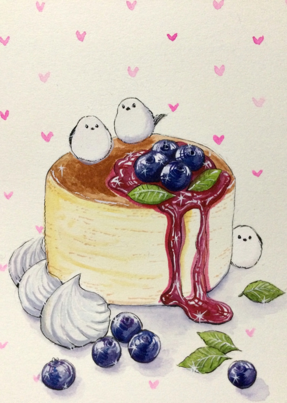 手描きイラスト　ミニ色紙　夏喫茶/ホットケーキ 手書きのホットケーキのイラストセットイラスト - No: 22617046