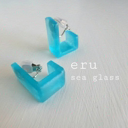 【long eru - sea glass】チタンピアス/シーブルー Creema限定 8枚目の画像