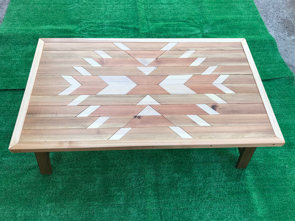 木製テーブル 折りたたみ オルテガ柄 ハンドメイド （オルテガ柄