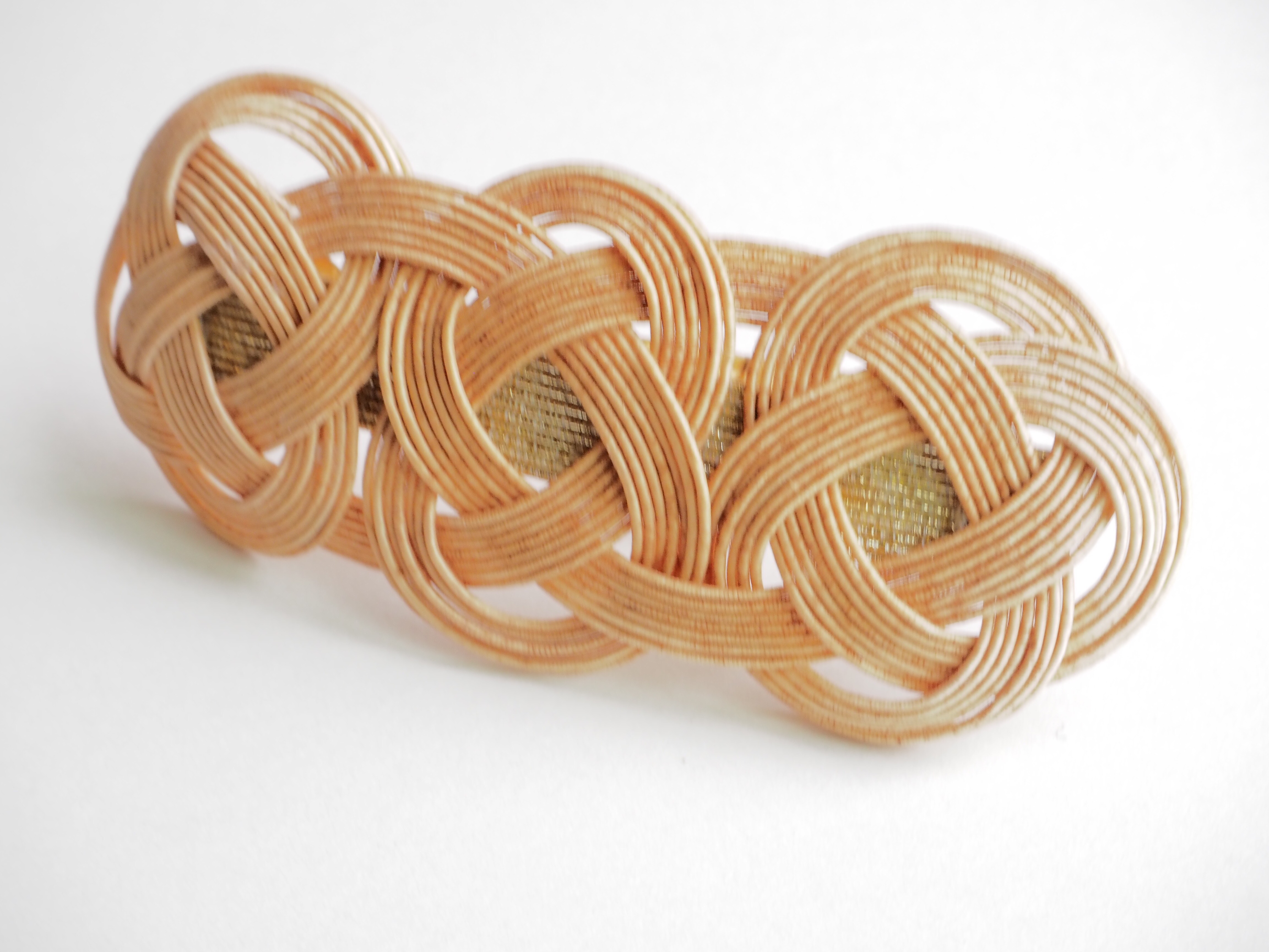 ［紅茶染］水引アクセサリー 髪留め ナチュラルバレッタ　だきあわじ結び