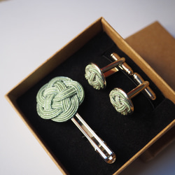 水引のネクタイピン カフスボタンセット〔モスグリーン〕 その他