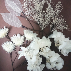 dy13 純白 ホワイト アジサイ ヘッドドレス 結婚式 ブライダル ウェディング 髪飾り プリザーブドフラワー 3枚目の画像