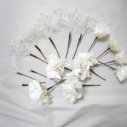 dy13 純白 ホワイト アジサイ ヘッドドレス 結婚式 ブライダル ウェディング 髪飾り プリザーブドフラワー 4枚目の画像