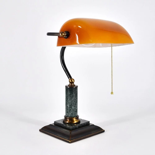 クラシックなフル銅大理石シートブラウン図書館銀行デスクランプ