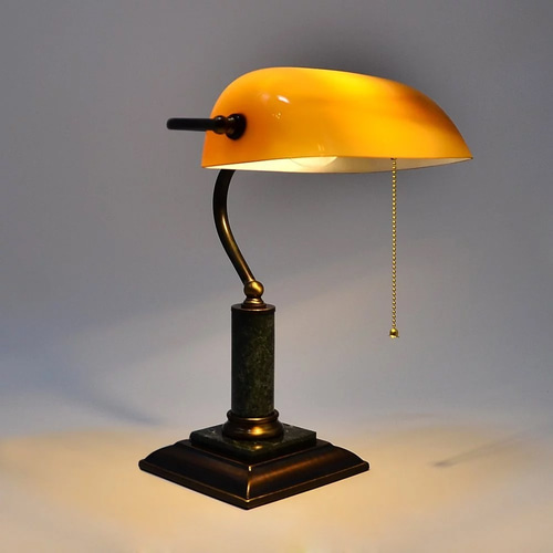 クラシックなフル銅大理石シートブラウン図書館銀行デスクランプ