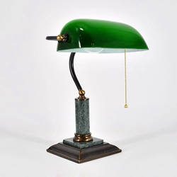 經典款全銅大理石座綠色圖書館銀行桌燈|Normande手工玻璃 第2張的照片