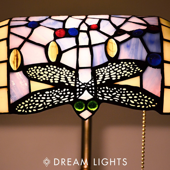 經典蜻蜓大理石圖書館銀行桌燈|Tiffany蒂芬妮手工彩繪玻璃桌燈 第6張的照片