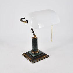 經典款全銅大理石座白色圖書館銀行桌燈|Normande手工玻璃 第2張的照片