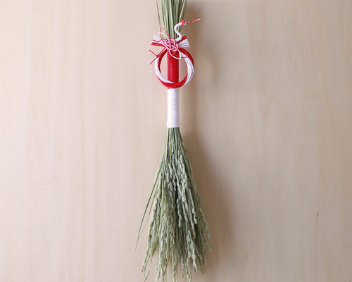 再販【2022年】稲穂と水引シンプルな正月飾り（鶴亀） しめ縄