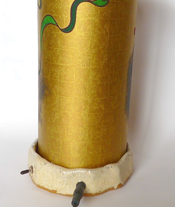 陶器と和紙がコラボ・雷神・LED灯り 6枚目の画像