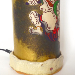 陶器と和紙がコラボ・雷神・LED灯り 7枚目の画像