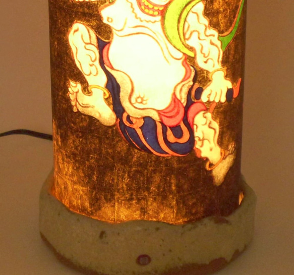 陶器と和紙がコラボ・雷神・LED灯り 8枚目の画像