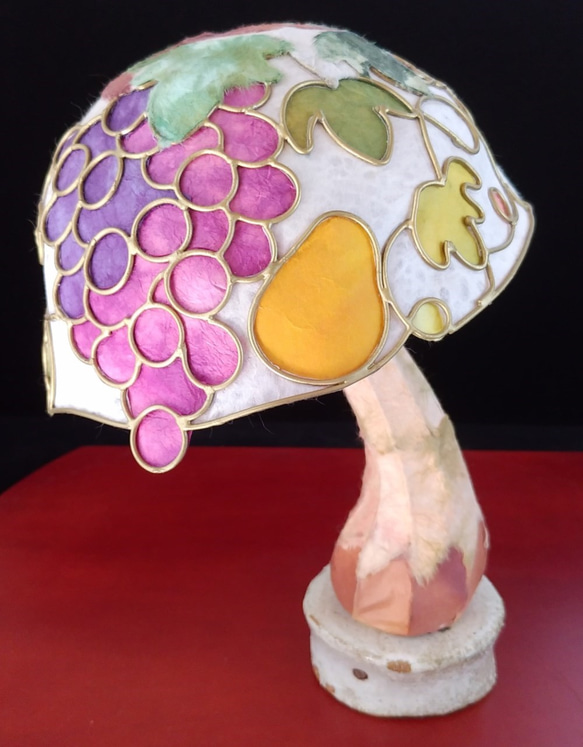 陶器と和紙がコラボしたLED灯り・葡萄きのこ 4枚目の画像