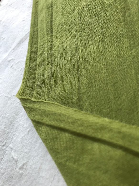 シャリ感の麻と綿の名古屋帯　　新緑の季節　葉っぱ 4枚目の画像