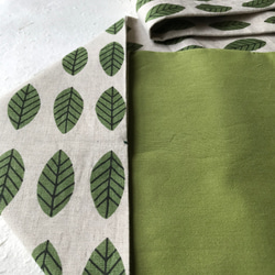 シャリ感の麻と綿の名古屋帯　　新緑の季節　葉っぱ 6枚目の画像
