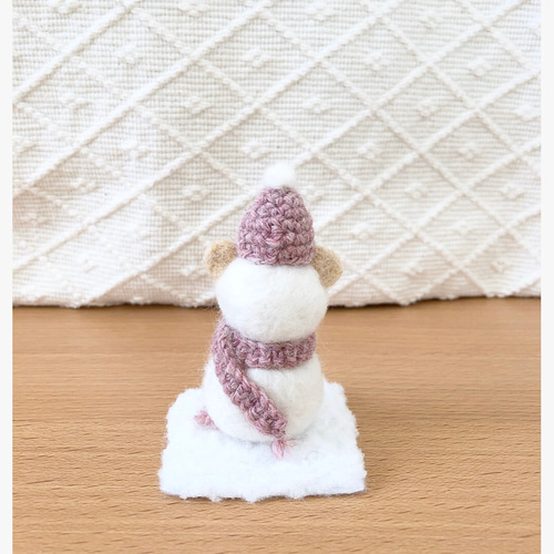 くまちゃん雪だるま(くすみピンク) 羊毛フェルト R 通販 8255813