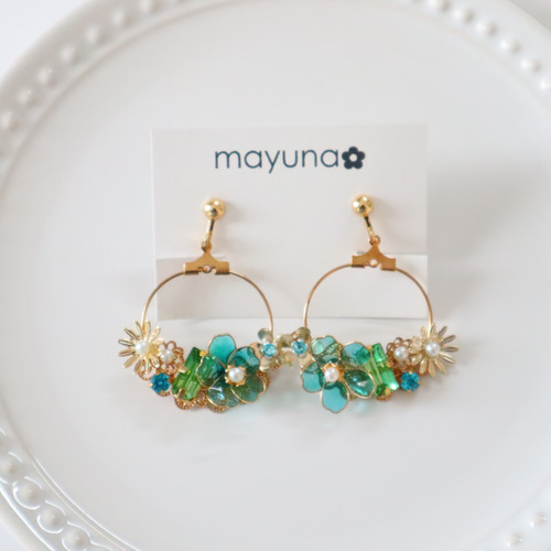 マニキュアフラワーのさくらフープイヤリング/ピアス イヤリング