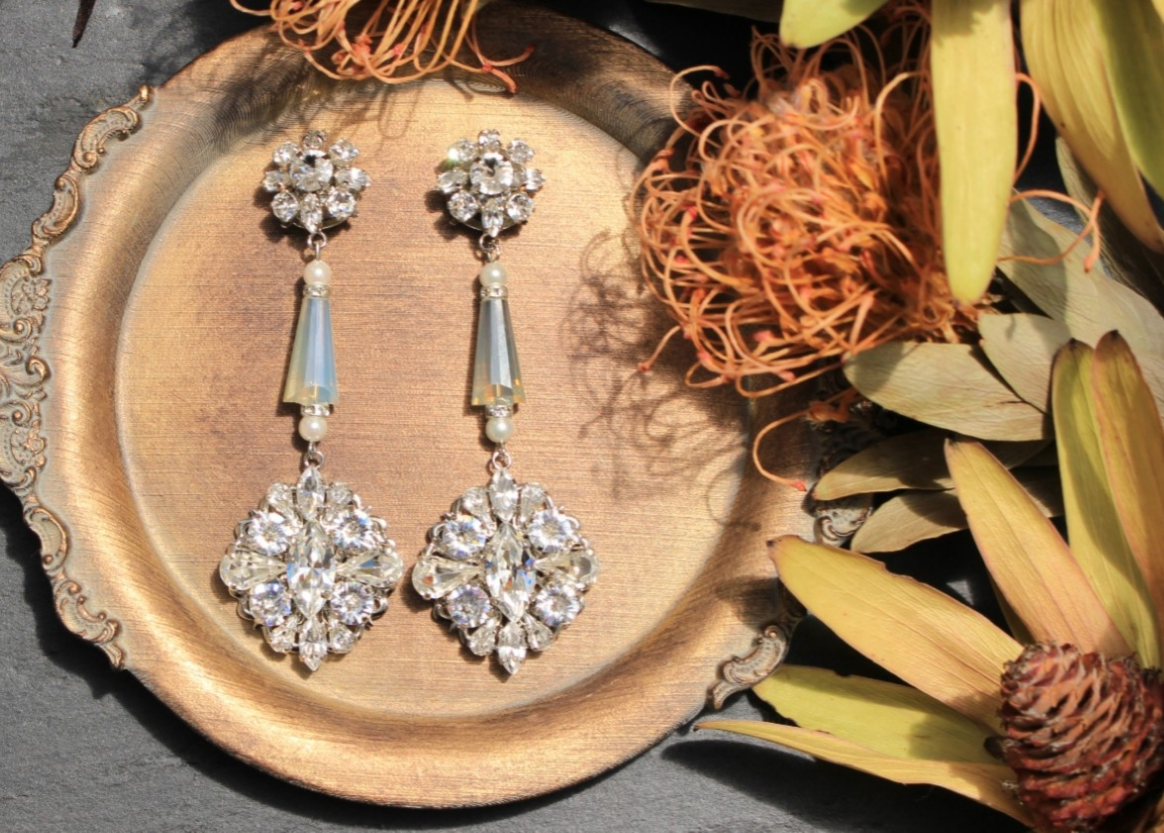 キラキラ ウェディング ブライダル ジュエリー キラキラ アンティーク調 ピアスイヤリング