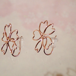 定做 / 皮膚穿孔耳環 / 耳夾 Line flower-Sakura-Pink 第5張的照片