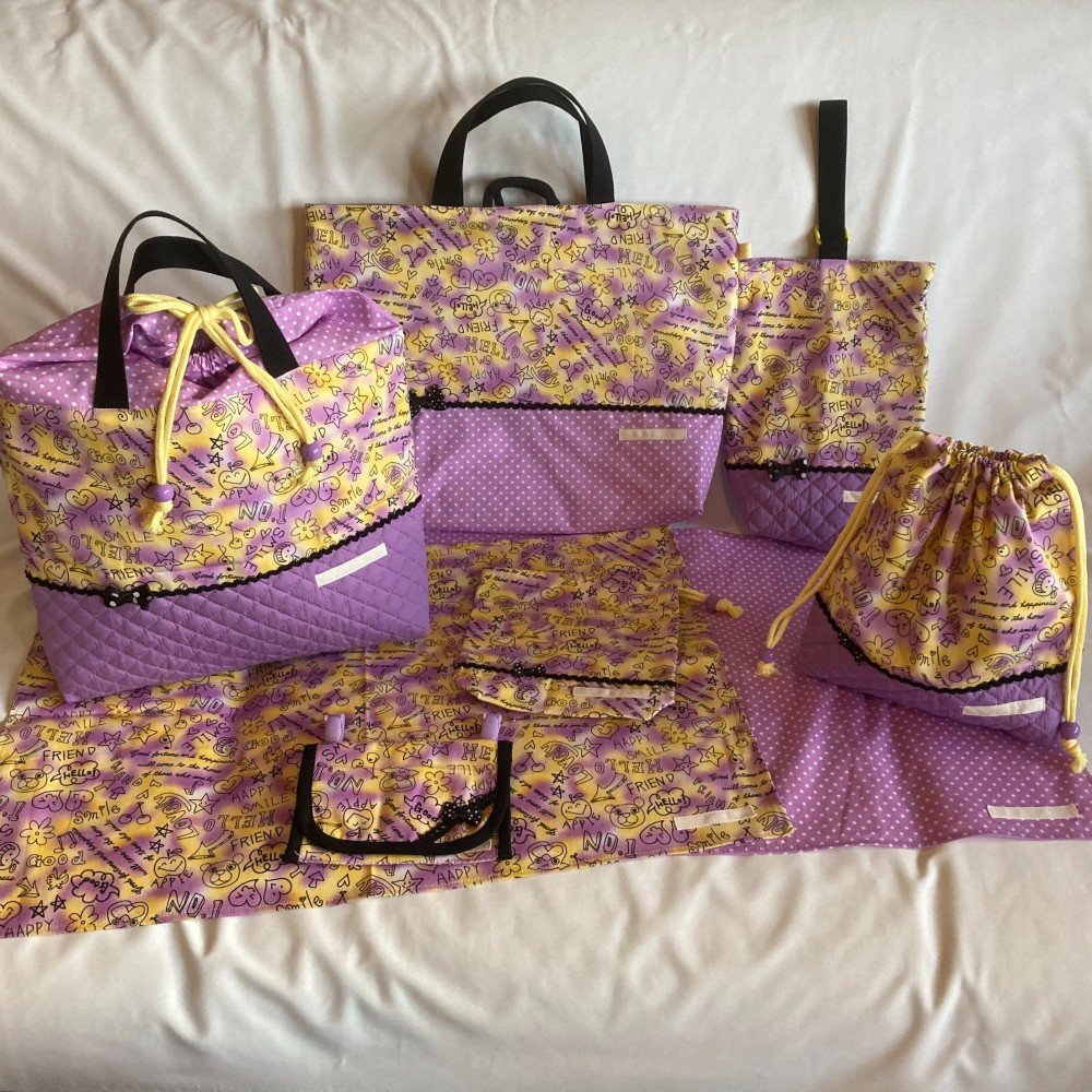 ハンドメイド オーダー ランチョンマット 巾着 給食袋 移動ポケット