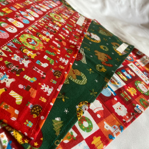 クリスマスランチョンマット クリスマス　3点 ☆刺繍ランチョンマット2枚セット 「クリスマスのメゾン」 | French