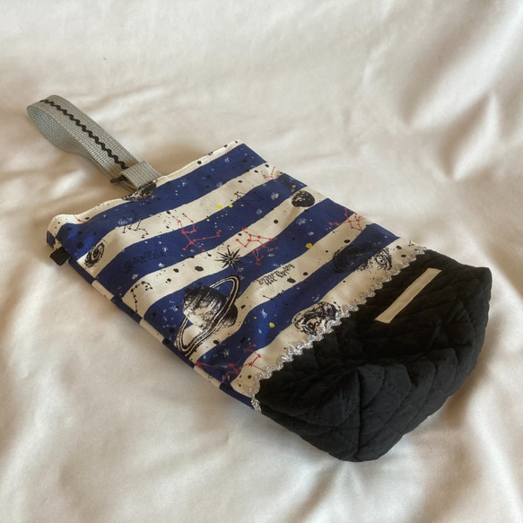 ボーダー宇宙　上履き袋 オーダーOK】入園入学シューズケース上履き袋リバーシブル上靴27宇宙