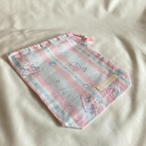 【オーダーOK】入園入学給食袋コップ入れ巾着31メリーゴーランド 3枚目の画像