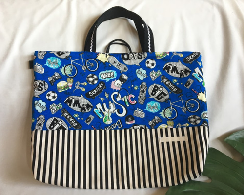 絵本バック Amazon | [Muu3] レッスンバッグ ポケット付き 絵本バッグ