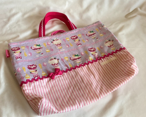 図書袋いちごストロベリーピンク入園入学レースショルダーバッグ