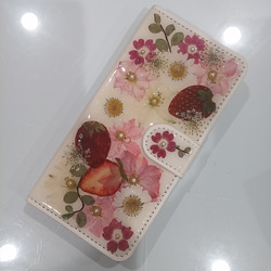 ☆[S29] 押し花 & 押しフルーツのスマホケース(手帳型)☆ 3枚目の画像