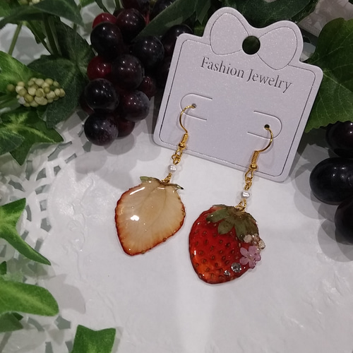 ☆[EP13] 押し花 & 押しフルーツのピアス(イヤリング変更可能  