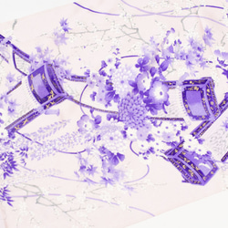 正絹　ピンク地に紫の柄振袖はぎれ　1m　和小物などに 2枚目の画像