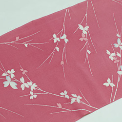 正絹　ローズピンク柄生地はぎれ　1.1m　和小物、つまみ細工などに 3枚目の画像