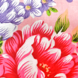 台湾花布のクッションカバー45cm角ピンク 3枚目の画像